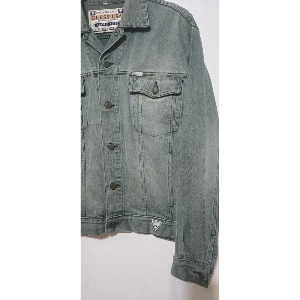Vintage GUESS Jacket Mens XL Green Trucker Jeans Georges Marciano USA Made‎ 90s